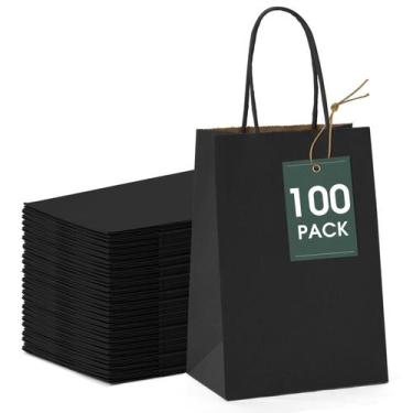 Imagem de Sacos de presente GSSUSA pretos 13,3 x 9,5 x 20 cm 100 unidades para o