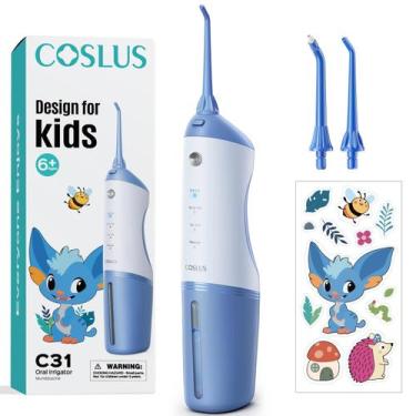 Imagem de Water Flosser COSLUS Cordless para crianças 150mL 4 modos azul branco