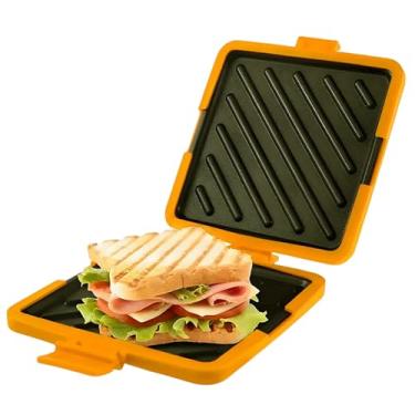 Imagem de Sanduicheira de café da manhã, sanduicheira de micro-ondas, prensa antiaderente de grau alimentício, conexão integrada, máquina de lavar louça e forno, torradeira de micro-ondas para casa, quentinha