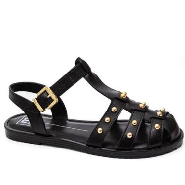 Imagem de Sandália Feminina Moleca Rasteira 5555202, 35, Preto