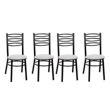 Imagem de Kit 4 Cadeiras CP33 Pintadas Pretas Treparoni, Preto com Branco