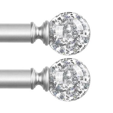 Imagem de Barra de cortina TVWOO Silver Crystal 45-115 cm, pacote com 2