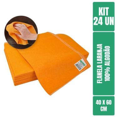 Imagem de Flanela Laranja 40x60 Para Limpeza Geral - 24 Unidades - Neves