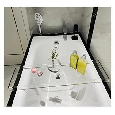 Imagem de Bandeja de acrílico para banheira de luxo durável transparente premium 1-2 adultos, prateleira organizadora de banheiro para a maioria dos banheiros, branca, 82 x 20 cm (branco 76 x 20 cm)