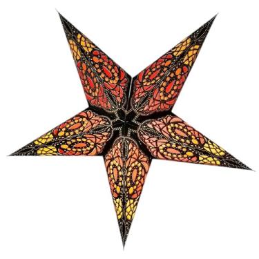 Imagem de YEPSIO Abajur de lanterna, papel estrela, persiana, grande, 60 cm, decorações de pendurar para Natal, casamento, decoração de casa, festa de aniversário, dobrável, estrela de 5 pontas (preto brilhante