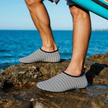 Imagem de Sapatos aquáticos masculinos e femininos, meias aquáticas, secagem rápida, antiderrapante, sola de borracha, leve, esportes aquáticos, surf, ioga, piscina, Cinza, 8.5-9.5 Women/7.5-8.5 Men