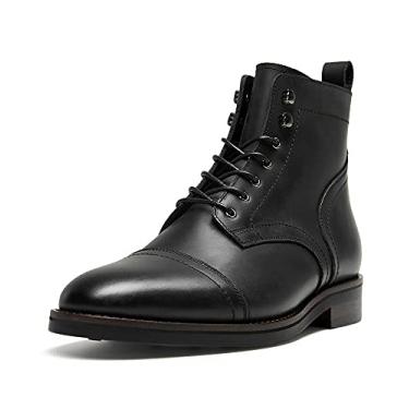 Imagem de Botas masculinas de caminhada de couro legítimo chukka combate casual bota de cano curto, Preto, 11