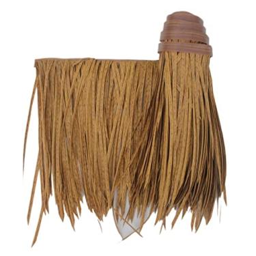 Imagem de Rolo de telhas de palha sintética de palmeira, telhado de palha artificial retardador de chamas Tiki Bar Huts painéis de telhado de palha capa de guarda-chuva de jardim tropical (amarelo d, 0,5 x 8 m