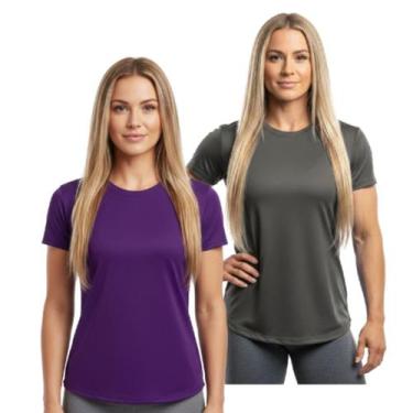 Imagem de Kit 2 Camisetas Dry Fit Feminina Manga Curta Trendixx  Secagem Rápida 