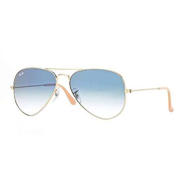 Imagem de Ray-Ban Óculos de sol unissex RB3025 gradiente, armação dourada, lente gradiente azul 001/3f, médio EUA