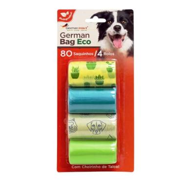 Imagem de Germanhart Kit Refil Cata Caca Biodegradável, 4 Rolos com 20 Saquinhos, Aroma Talco, para Cães e Gatos, 31 x 22 x 1 cm