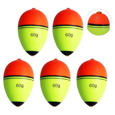 Imagem de CWSDXM Flutuadores deslizantes, flutuadores e boias de pesca em EVA com furo para peixe, Walleye, Panfish e robalo, bobinas deslizantes ajustáveis com flutuação de 9,9 g a 129,9 g (60g Floatage-5PCS)