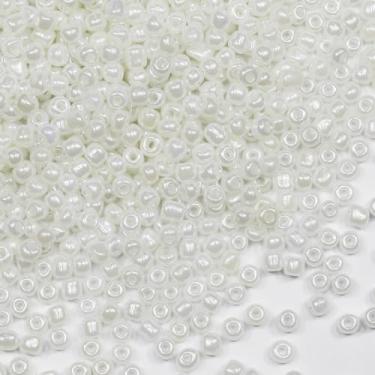 Imagem de Contas de semente brancas de 4 mm para fabricação de joias 200 gramas cerca de 3380 peças, artesanato de vidro 6/0 para fazer brincos, pulseiras, pingentes, joias de cintura, contas de sementes