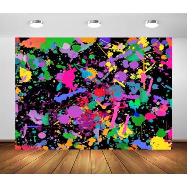Imagem de BELECO Pano de fundo colorido de 3,5 x 2,3 m, pintura de fundo de grafite, decoração de festa, banner, sessão de aniversário, fotografia, estúdio, adereços