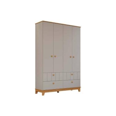 Imagem de Guarda Roupa Infantil C/ 4 Portas E 4 Gavetas Biscoito Fendi/nature - Permóbili Baby