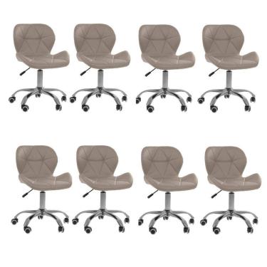 Imagem de Kit 8 Cadeiras Office Eiffel Slim Com Base Giratória E Ajustável Bege