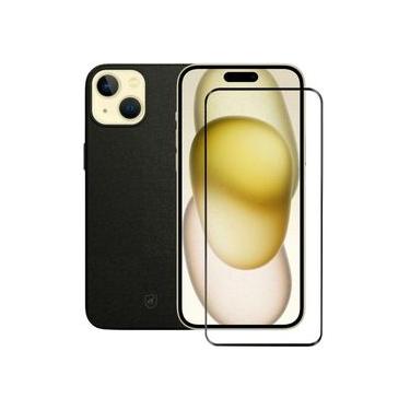 Imagem de Kit Capa Couro Dual Preta e Pelicula Coverage 5D Pro Preta para iPhone 15 Plus - Gshield