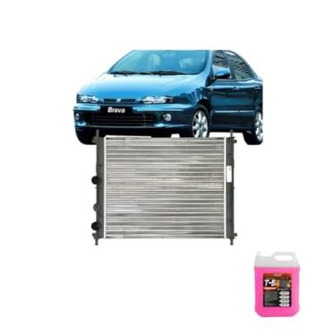 Imagem de Kit Radiador Brava 1.6 16V 00/01 Com Ar + Aditivo Radiador Radiadornaq Rosa 5L