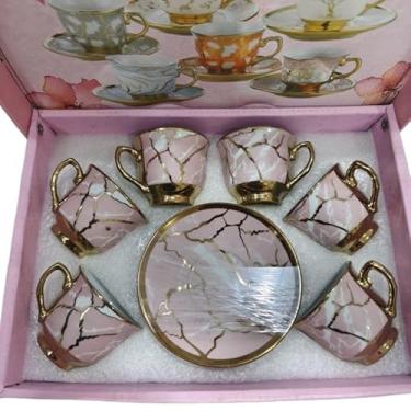 Imagem de Xícara De Café Kit Com De Cerâmica Em Porcelana(Rosa xu338)