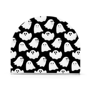 Imagem de JUZIHAI Lindo porta-guardanapos de Halloween Boo para mesa dispensador de guardanapos de acrílico para mesa suporte de lenços independente para cozinha sala de jantar bar festa decoração de casa