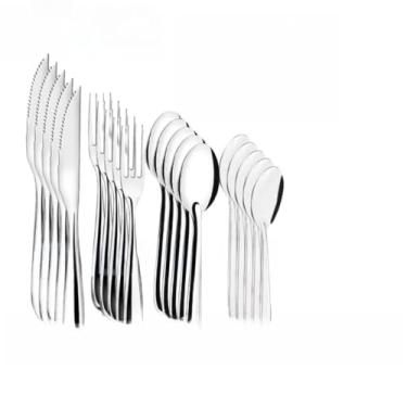 Imagem de Jogo de Talheres 48 Peças Faqueiro Aço Inox 12 Faca 12 Garfo 12 Colheres e 12 Colheres de Sobremesa(24 UNIDADES DE TALHERES)