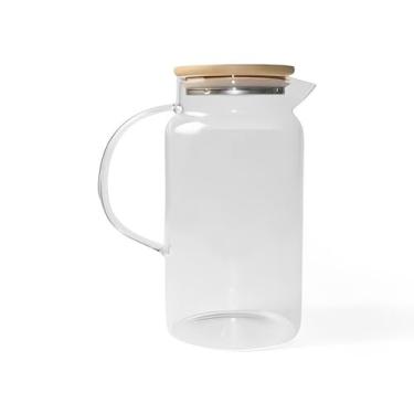 Imagem de Jarra de Vidro Borossilicato 1,2L com Tampa de Bambu e Vedação em Silicone.