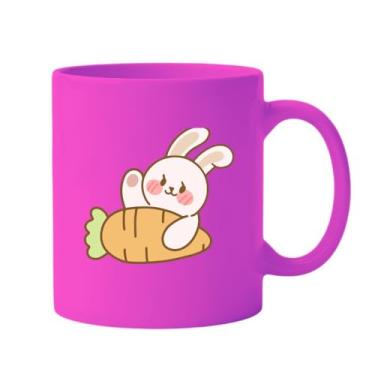 Imagem de Caneca de Cerâmica Branca com Estampa de Coelho e Cenoura, Design Kawaii (5, Roxo, Grande)