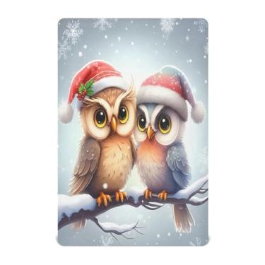 Imagem de Qilmy Lençóis de berço de bebê com estampa de corujas natalinas, macio, respirável, elástico, lençol com elástico para meninos e meninas, miniberço, 99 cm x 68,5 cm, capa de colchão infantil portátil