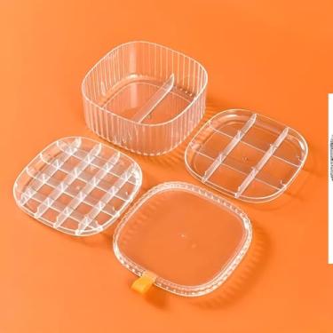 Imagem de Porta Joias 3 Andares, Organizador de Acrílico Transparente, 15x15x7cm, 3 Compartimentos Empilháveis para Anéis, Colares, Brincos e Pulseiras