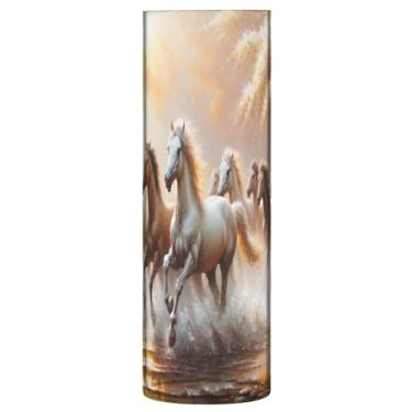 Imagem de JUZIHAI Vaso de flores para cavalos galopante 9,9 cm x 30 cm cilindro de plástico moderno vaso de flores para centro de mesa de casamento decoração de casa