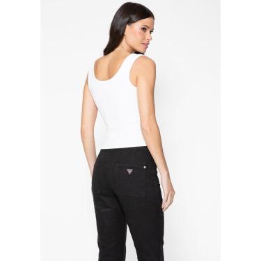 Imagem de Regata Guess Rib Triang Hot Fix Cropped Branco-Feminino