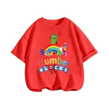Imagem de Camiseta Infantil Com Estampa De Anime, Verão, Blocos De Construção Di