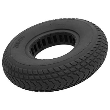 Imagem de KIMISS Pneu de Borracha Sólida à Prova de Explosão de 200x50mm para Scooter Elétrica - Design de Amortecedor de Pressão e Amortecimento, Estrutura Oca para Maior Aderência (Preto)