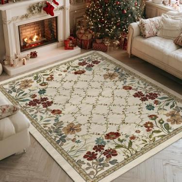 Imagem de Artoid Mode Tapete rústico xadrez para área de primavera, decoração de casa de verão discreto antiderrapante lavável tapete grande para sala de estar, quarto, casa de fazenda, sala de jantar, sala de