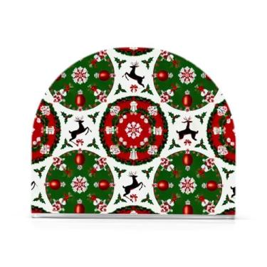 Imagem de Guirlanda de Natal Porta-guardanapos verdes para mesa, porta-guardanapos com peso, pacote com 2, bandeja de guardanapo de banheiro