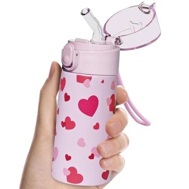 Imagem de Turmaster Garrafas de água pequenas de 142 g com alça, frasco oculto com padrão de coração impresso em 3D, frascos de viagem para bebidas quentes e frias para escola, festivais, cruzeiros e esportes