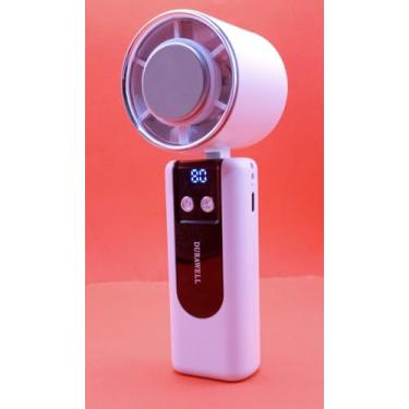 Imagem de Mini Ventilador Recarregável Vento forte e Refrescante Ajuste de velocidade do vento display digital turbo portátil ao ar livre leve Pequeno - Premium (Cor OffWhite)