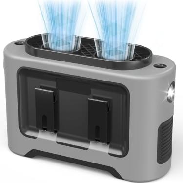 Imagem de Cinto portátil de 14500 mAh com clipe para ventilador de cintura - recarregável operado por bateria, resfriamento máximo de 40H, 5 velocidades 14600 RPM, ventilação de ar dupla, ventilador de gola de