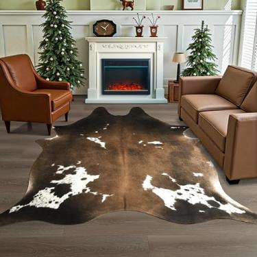 Imagem de LYENDOS Tapete de couro bovino falso: Tapete com estampa de vaca de 20 x 3 metros grande decoração ocidental para sala de estar quarto