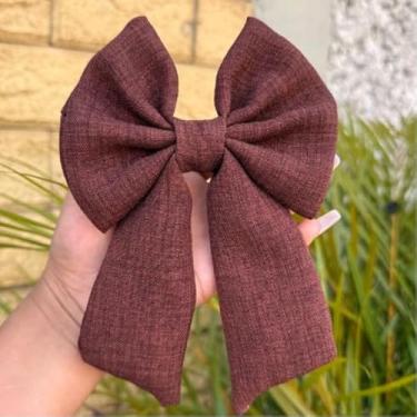 Imagem de Laço de Cabelo Feminino com Bico de Pato Adulto Acessório de Moda em para Penteados (MARRON LAÇO,ADULTO)