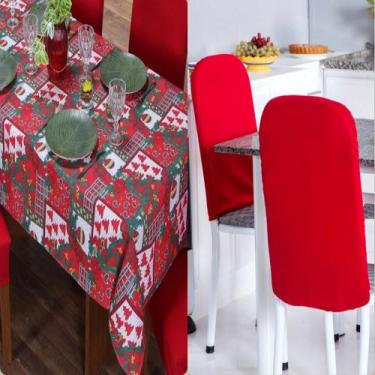 Imagem de Kit De Cozinha Natal Toalha de Mesa+ Encosto Para Cadeira Redonda 10 L
