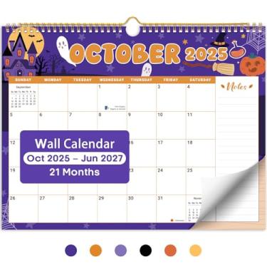 Imagem de Calendário 2025-2026, calendário de parede mensal de outubro de 2025 a junho de 2027, 29 x 37 cm, calendário de parede com encadernação em espiral, perfeito para casa ou escritório, festival vívido