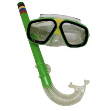 Imagem de Kit Mergulho Infantil com Máscara e Snorkel – Silicone Macio, Ajustável, Unissex, Piscina e Praia, Crianças 3 a 12 Anos(Verde)