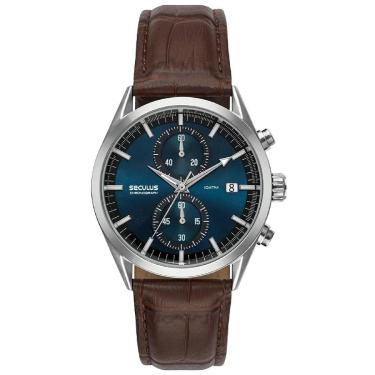 Imagem de Relógio Seculus Cronógrafo 77307G0SVNC1 Vidro Abaulado Couro Prata-Masculino