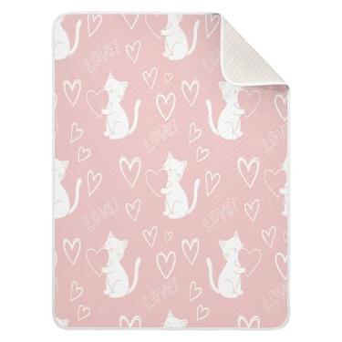 Imagem de Wassud Line Art Cobertor de bebê de gatos para meninos e meninas, macio e recém-nascido, cobertor aconchegante de algodão essencial para berçário, viagem, berço, carrinho 76 x 101 cm