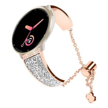 Imagem de YOFUNTLE Pulseira de metal brilhante compatível com Garmin Vivoactive 6/Vivoactive 5/3/3, pulseira de metal de liberação rápida de 20 mm para Venu Sq 2/Venu 2 Plus/Approach S50/Forerunner 158/165/245