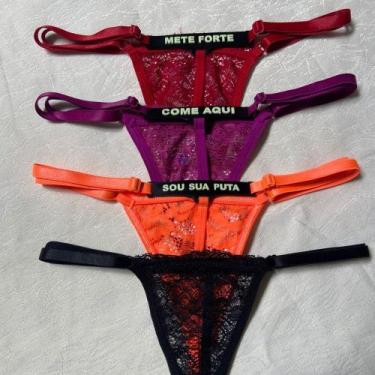 Imagem de Kit com 5 Calcinhas Fio Dental Frases Sexys e Sensuais- Sortida - Jenn