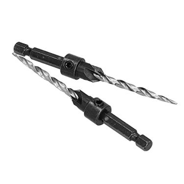 Imagem de Leapiture Conjunto de brocas escareadoras de madeira Polegadas cônicas 1 4 haste hexagonal com chave de colar 11 64 ajustável para arquitetura industrial