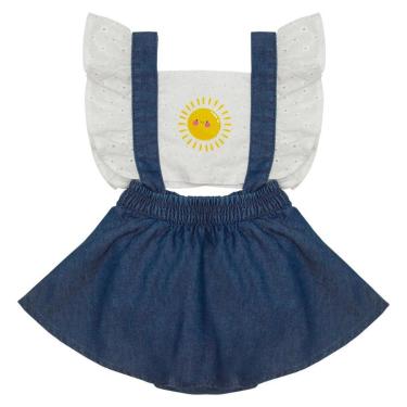 Imagem de Salopete Bebê c/ Blusinha Jeans - UNICA - P-Feminino