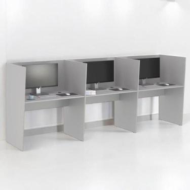Imagem de Call Center Estação de Trabalho Escritório Mesa 3 Lugares - CASA H, Ci